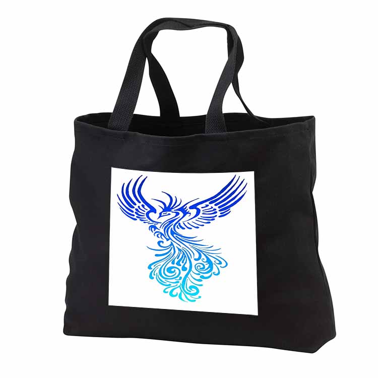 Rising From The Ashes Artistic Phoenix Aqua Blue Ombre On White Tote Bag