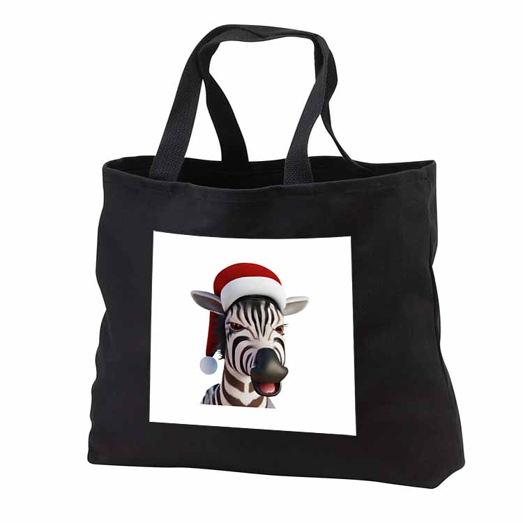 Christmas Zebra Funny Animal Wearing Santa Hat Tote Bag