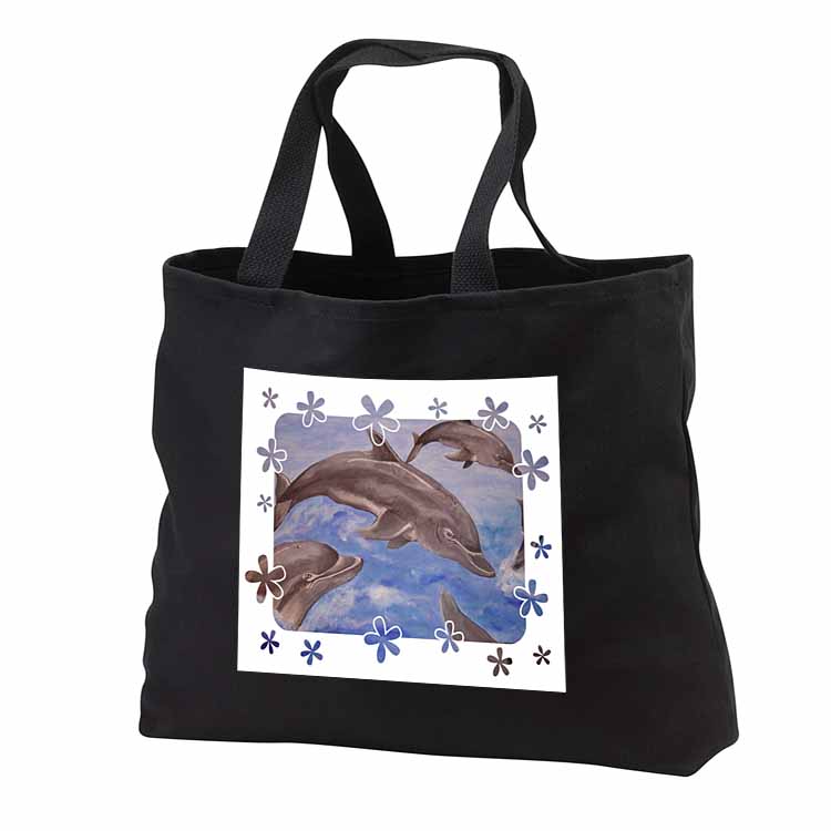 Dolphin Splash - animal, blue, cute, dolphin, dolphins, fish, mammals Tote Bag