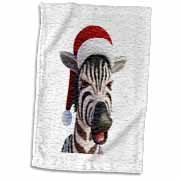 Christmas Zebra Funny Animal Wearing Santa Hat Towel