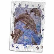 Dolphin Splash - animal, blue, cute, dolphin, dolphins, fish, mammals Towel