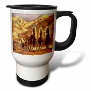 The Magi homage to Tissot and painting of three kings on camels Travel Mug