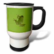 Cute Climbing Green Tree Frog Vector Art Travel Mug