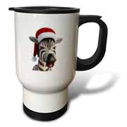 Christmas Zebra Funny Animal Wearing Santa Hat Travel Mug