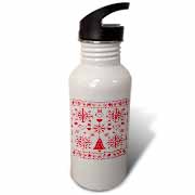 Christmas Cross Stitch Embroidery Sampler Red And White Water Bottle