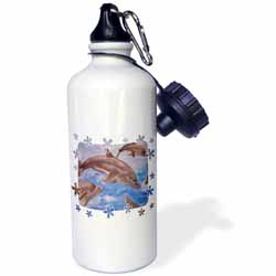 Dolphin Splash - animal, blue, cute, dolphin, dolphins, fish, mammals Water Bottle