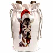 Christmas Zebra Funny Animal Wearing Santa Hat Wine Bag