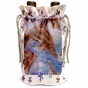 Dolphin Splash - animal, blue, cute, dolphin, dolphins, fish, mammals Wine Bag